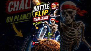 bottle flip challenge on planets🤯💯💪|| #challenge #facts #satisfying #shorts
