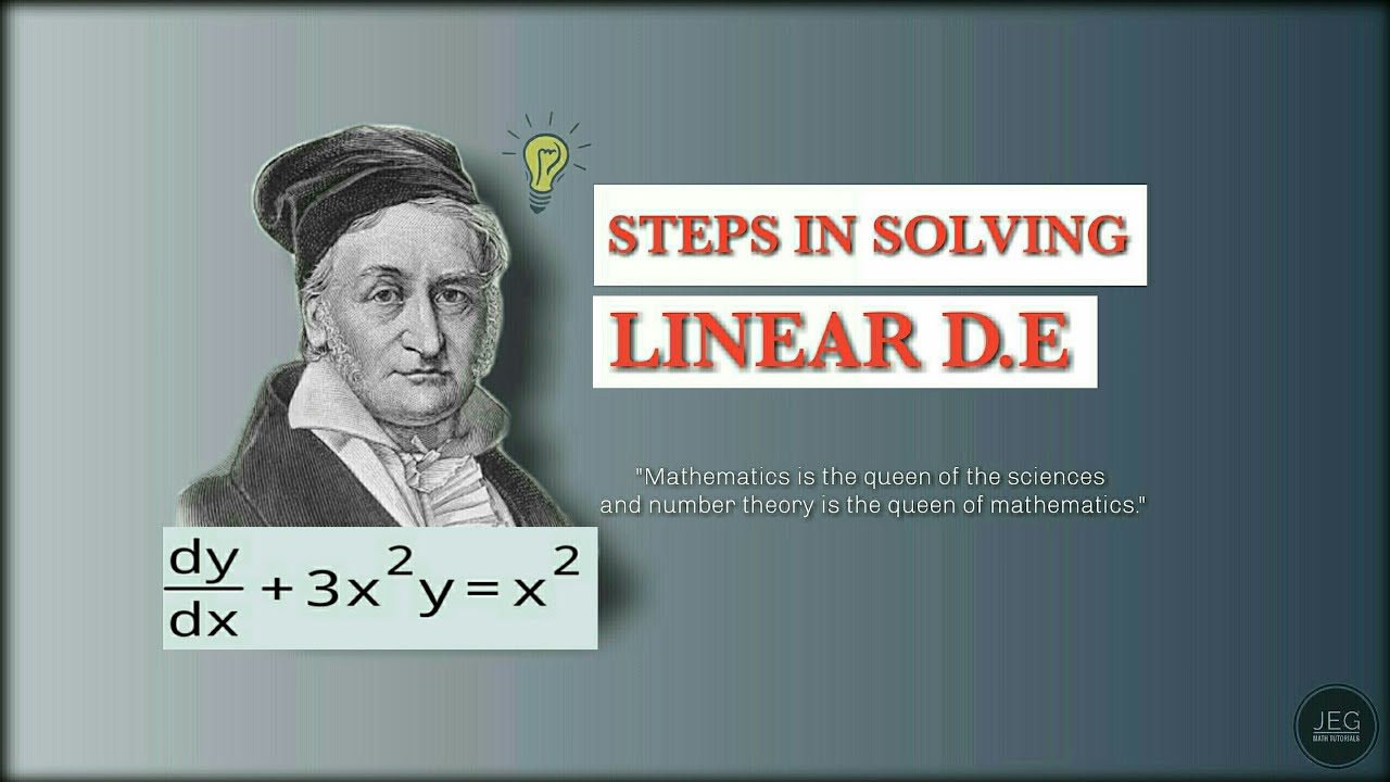 STEPS IN SOLVING LINEAR DIFFERENTIAL EQUATION EXAMPLE PROBLEM #1 - YouTube