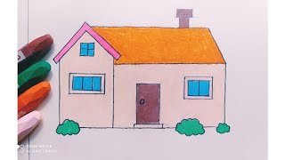 How To Draw A House Easy House Drawing Tutorial House Drawing For Beginners Step By Step