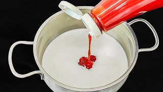 Pour ketchup into the milk! Just two ingredients! I don't buy it in stores anymore!