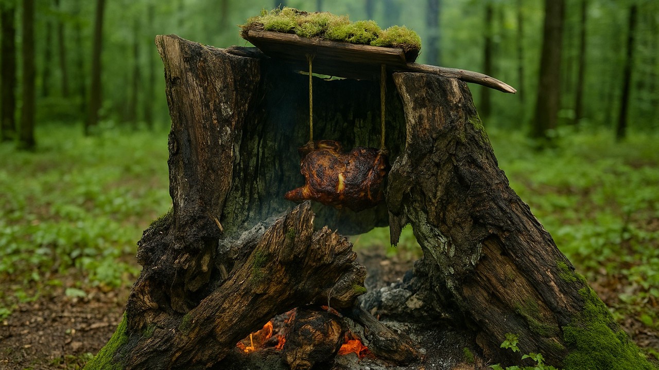 Готую Цілу КУРКУ В Тандирі З Пенька. Готую На Природі. Без Слів