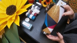 Full Sheet Abstract Water Slide as a Multi Glitter Base Tumbler Tutorial