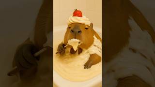 sweet tooth&#39;s paradise😬🍰🍓 #capybara #cute #animals #funny #aishorts #ai #humor #animalcontent