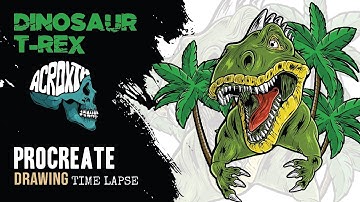 Dinosaur T-Rex [ Procreate Drawing ] Time Lapse on iPad