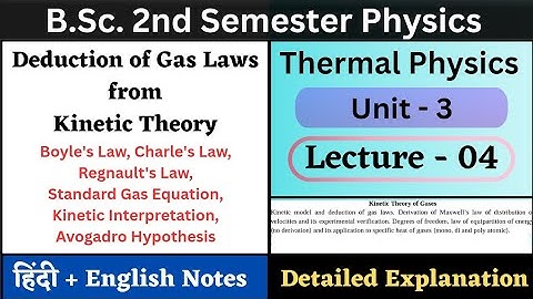 Deduction of Gas Laws from Kinetic Theory | BSc 2nd Sem Physics | Unit-3 | L-04 | Thermal Physics