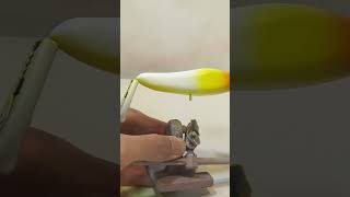 Painting a Wooden Pencil bait with yellow, orange, green, blue and olive green.  #shorts