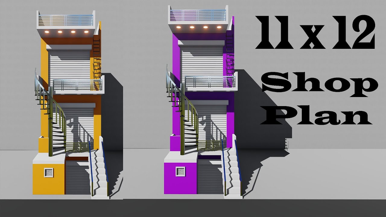11 by 12 में छोटा से छोटा दुकान और तलघर का नक्शा 3D dukan ka naksha #AtoZ house designing