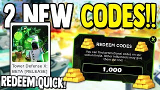 NEW* RELEASE CODES!!  Tower Defense X Roblox 