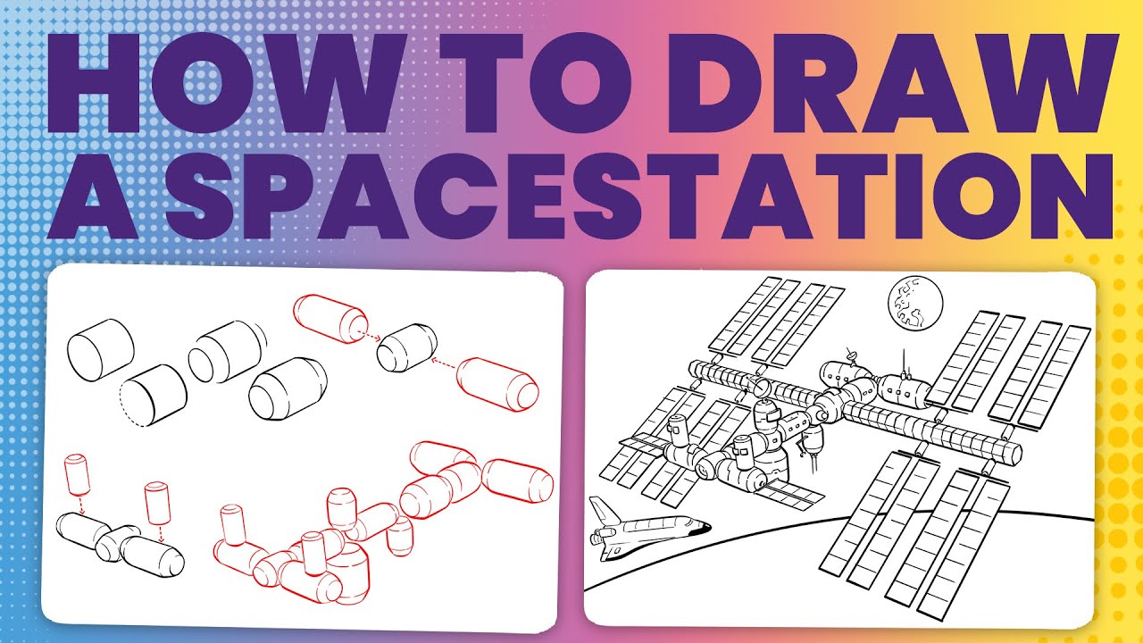 international space station drawing simple