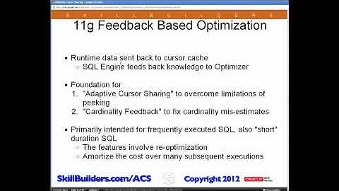 Oracle Database 11g New Features: Performance Tuning with Feedback Based Optimization