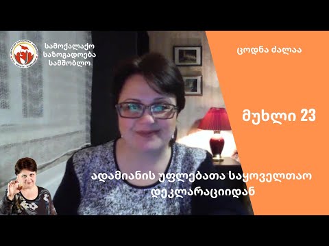 მუხლი 23 - ადამიანის უფლებათა საყოველთაო დეკლარაციიდან