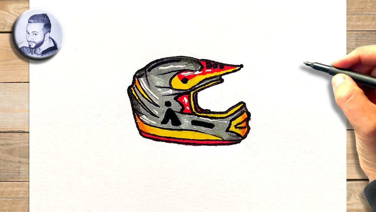 Dessin De Casque En Page De Garde Pour Technologie Comment dessiner un casque de motocross - YouTube