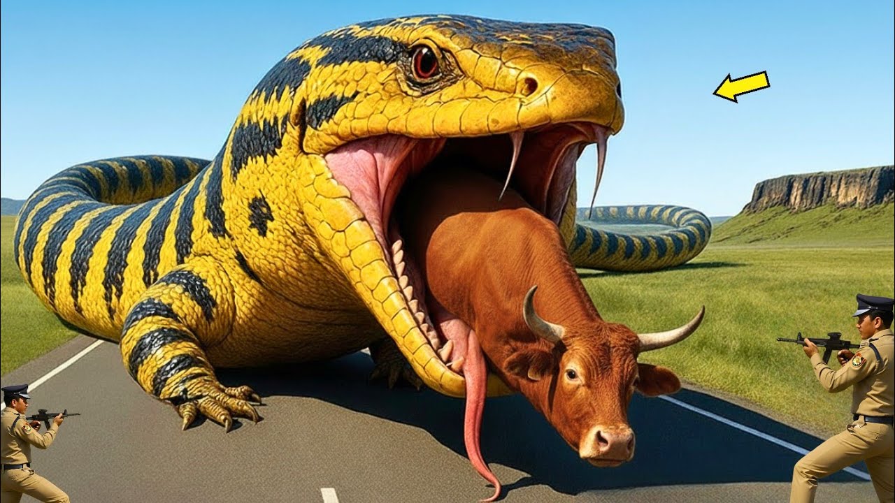 Fearless Heroes Confront Giant Komodo Dragon in a Cow Rescue Mission