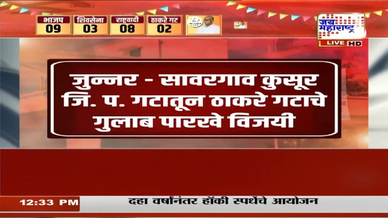 Junnar Sawargaon ZP Result : जुन्नर जि. प. गटातून Uddhav Thackeray यांचे Gulab Parkhi विजयी