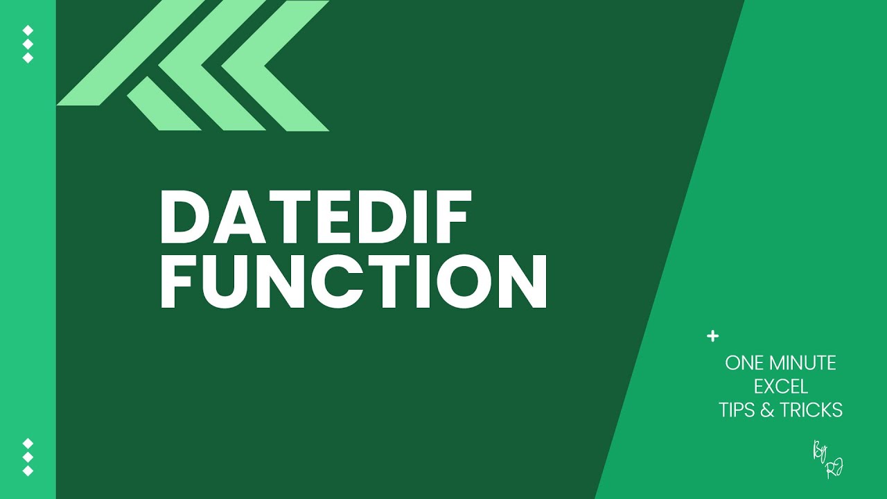 Datedif Function | Microsoft EXCEL - YouTube