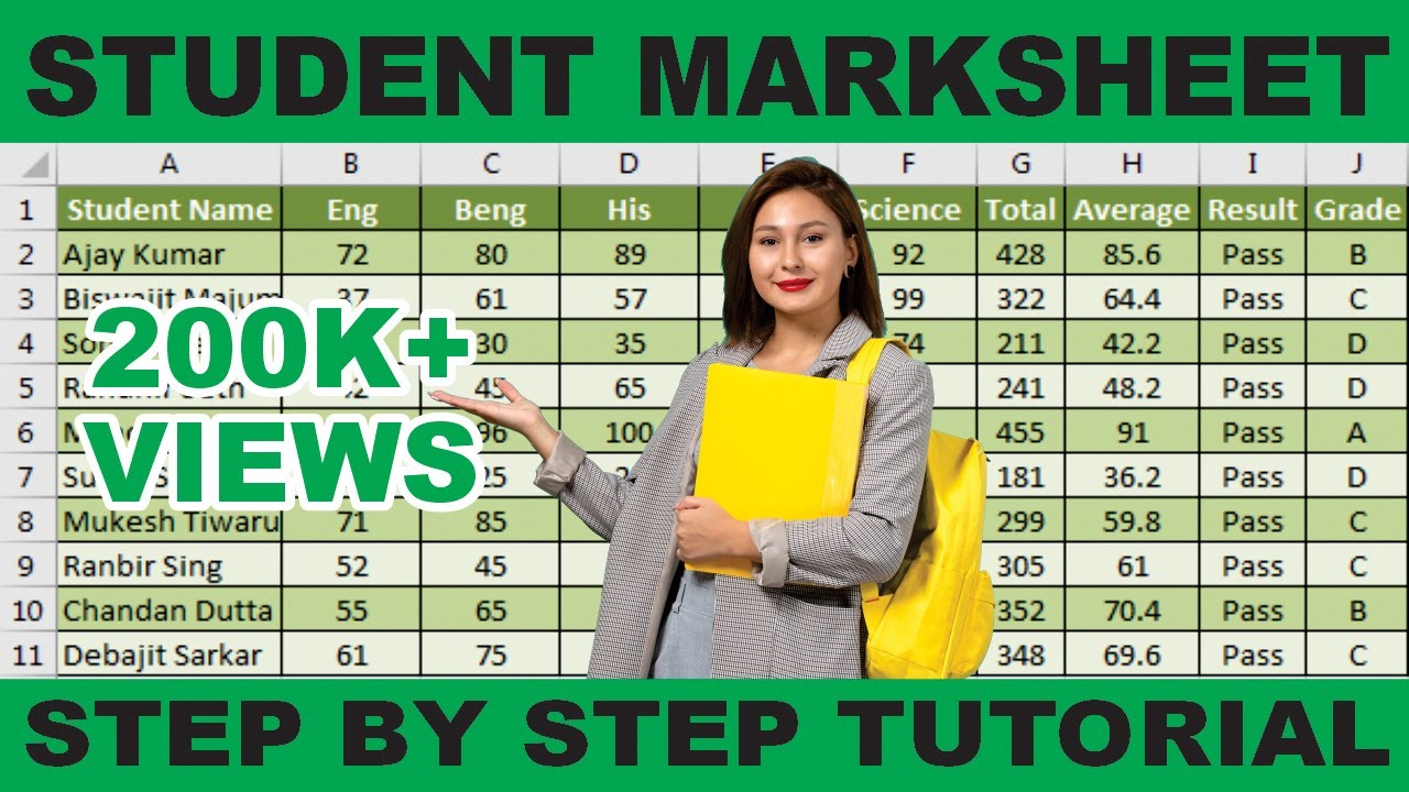 MS Excel: How to make Grade Sheet / create Marksheet in ...