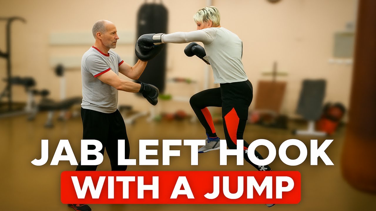 Бокс: джеб, левый хук с прыжком