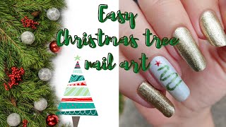 Easy Christmas tree nail art | Christmas nail design tutorial (Beginner Nail Art Series)