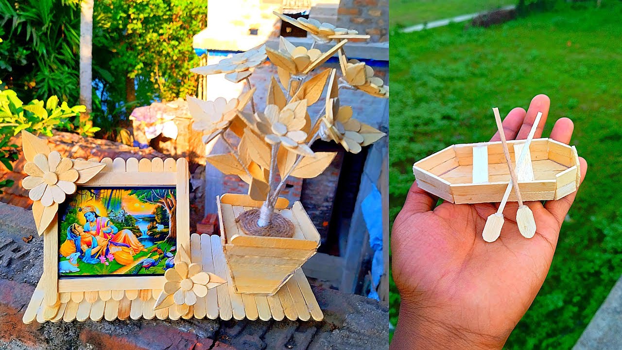 Ice Cream sticks photo frame & Mini Boat craft ideas 💡| Ice Cream sticks craft | craft 💡