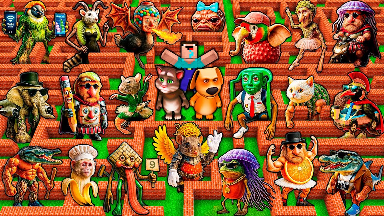 SURVIVAL in MAZE with 1000 ITALIAN MEMES - STEAL A BRAINROT - KURKUR - MINECRAFT Animation Gameplay