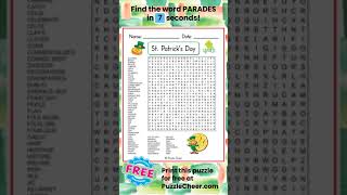 St Patrick's Day Word Search-Find PARADES #wordsearch #wordgames #puzzlegame #parade #stpatricksday