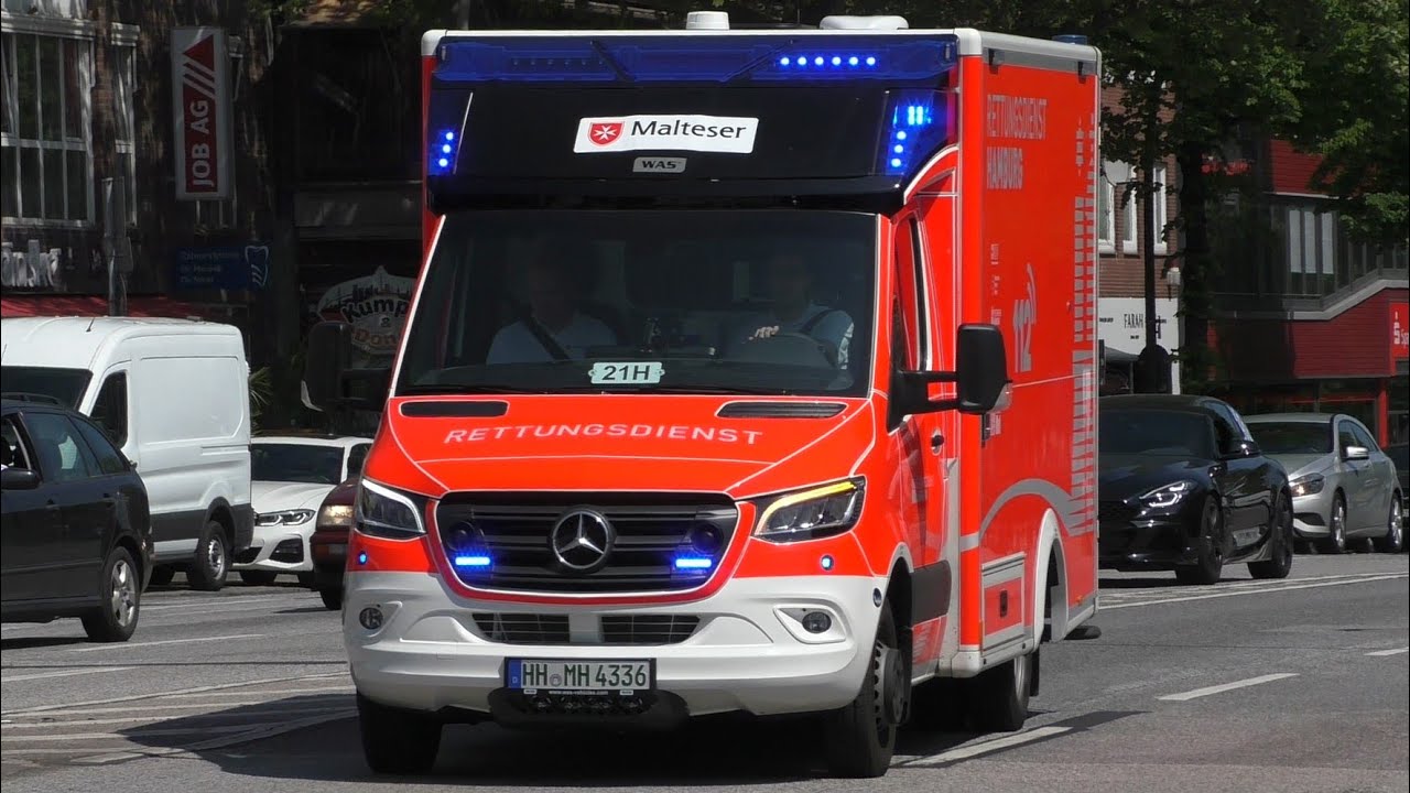 [Hafengeburtstag Hamburg 2024 - neue RTW's] Einsatzfahrten am Klinikum St.Georg