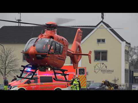 Start: RTH Christoph 3 D-HZSN Luftrettung Köln von Pützchens Markt Wiese nach Brand am 20.02.26