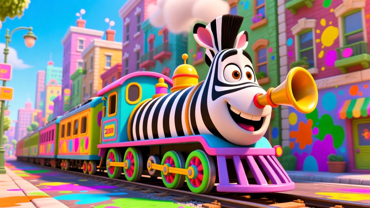 Zebra Train BoomBusGo 🚂🎶 Fun Counting & Vehicle Song for Kids