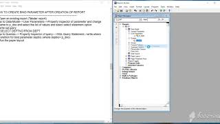 Create User Bind parameter after creation of report