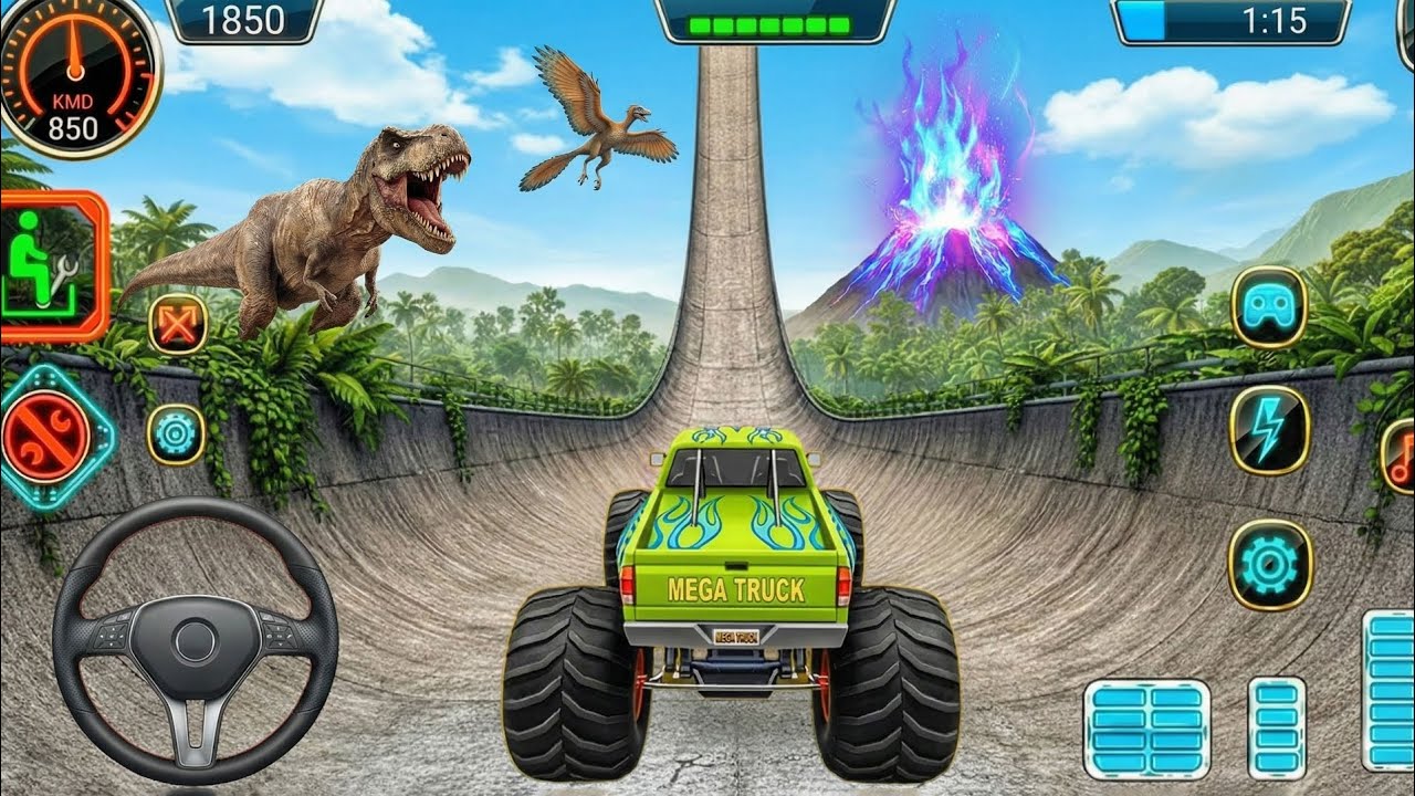 Insane MEGA RAMP Stunts & Monster Truck Crashes! (GTA 5 & Hill Climb Racing 2025) Android Gameplay