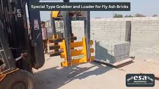 Special Type Grabbing and Loading for Fly Ash Bricks   esa machines #flyashgrabber #flyashloader