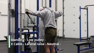 Standing - Low pulley - X Cable - Lateral raise - Neutral -