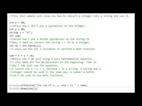 C# Reference Guide Declaration of Variables, output, and functions
