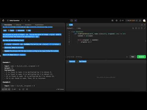[LIVE] Leetcode 2154 Keep Multiplying Found Values by Two