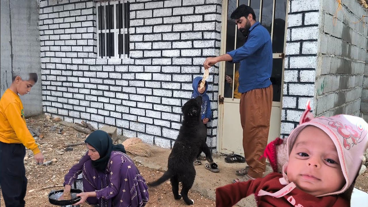 Nomadic life, nomad man cooking for family with fire