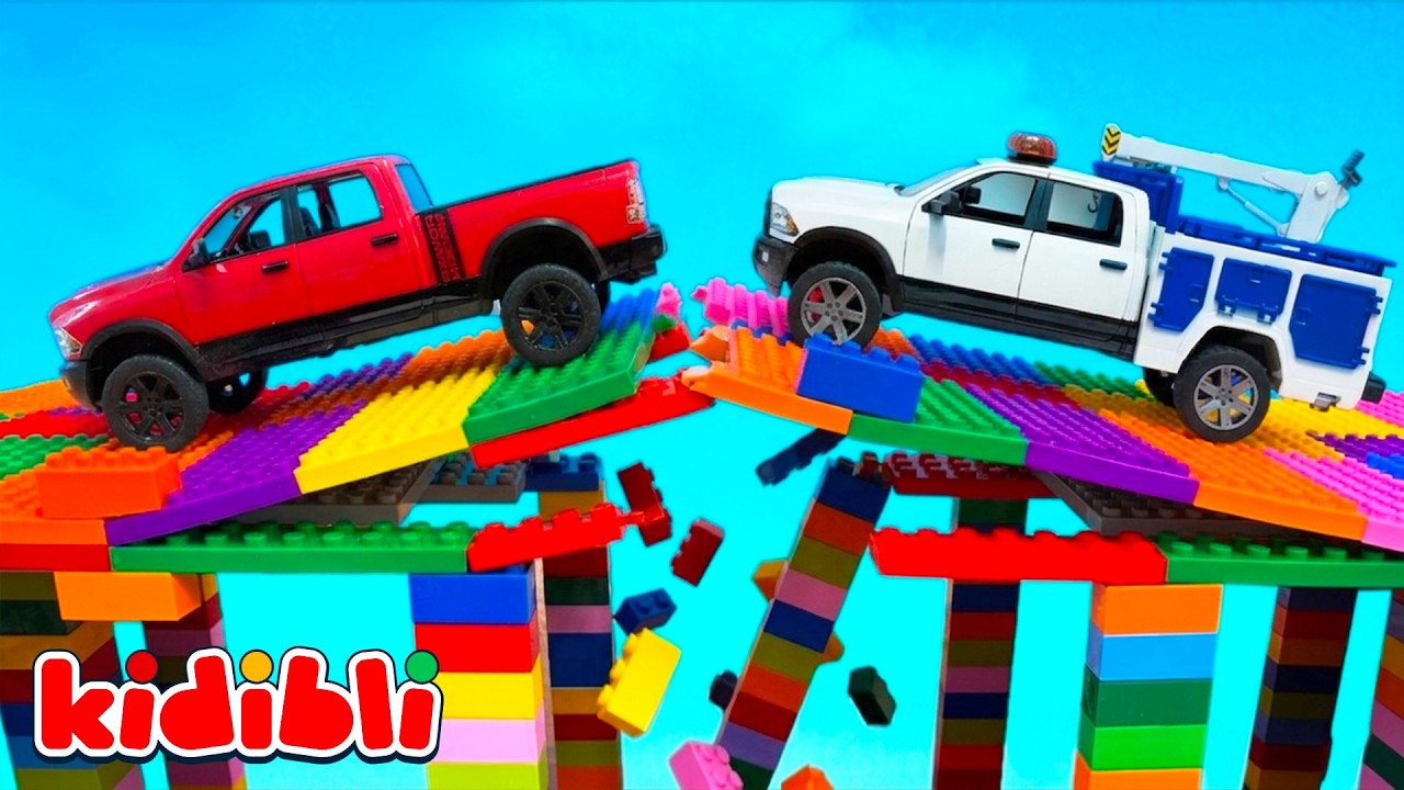 Ponte de LEGO está a desabar 🚧 Carro precisa de ajuda 🚘🔧 Missão de resgate para crianças | Kidibli