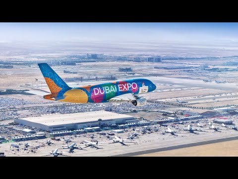 Emirates Flyover at Dubai Airshow 2021 Opening Ceremony