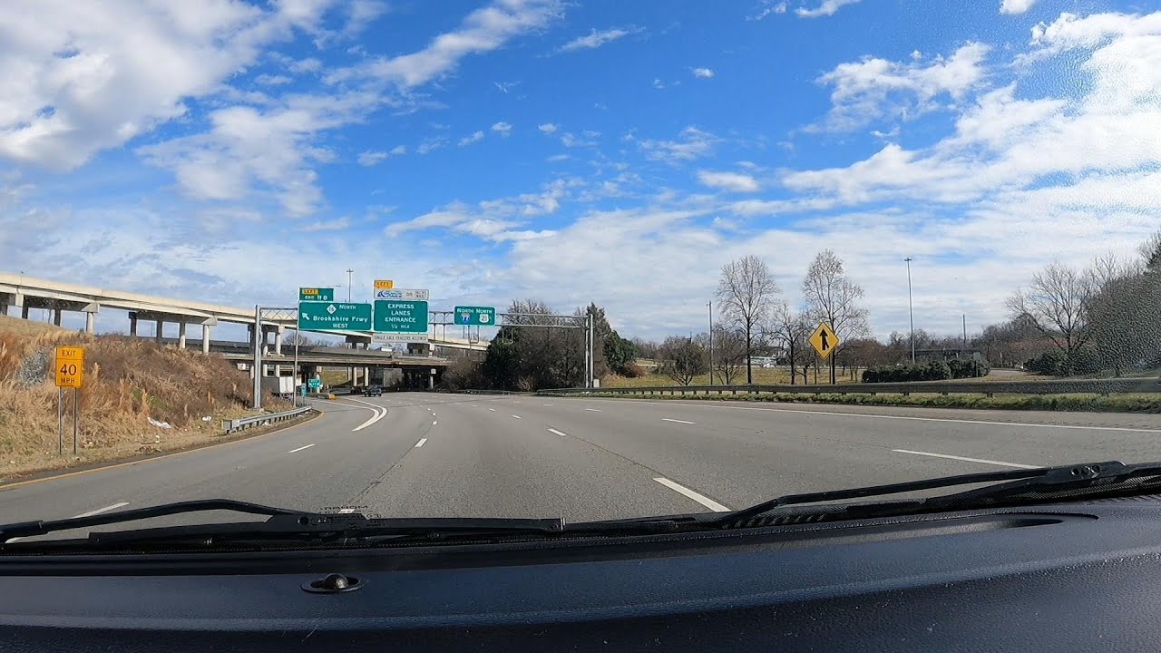 Driving North on South Blvd, then I-77 N