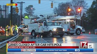 Lanes closed off in Durham following crash that took down lines