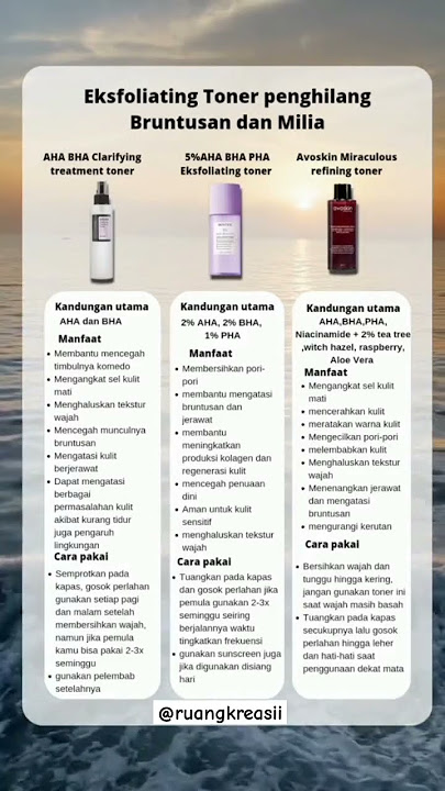 Eksfoliasi Toner Penghilang Bruntusan dan Milia #skincare