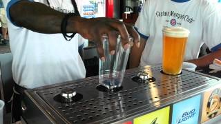 Beer poured from the bottom up