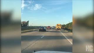 Houston-area school bus caught on camera driving recklessly on highway
