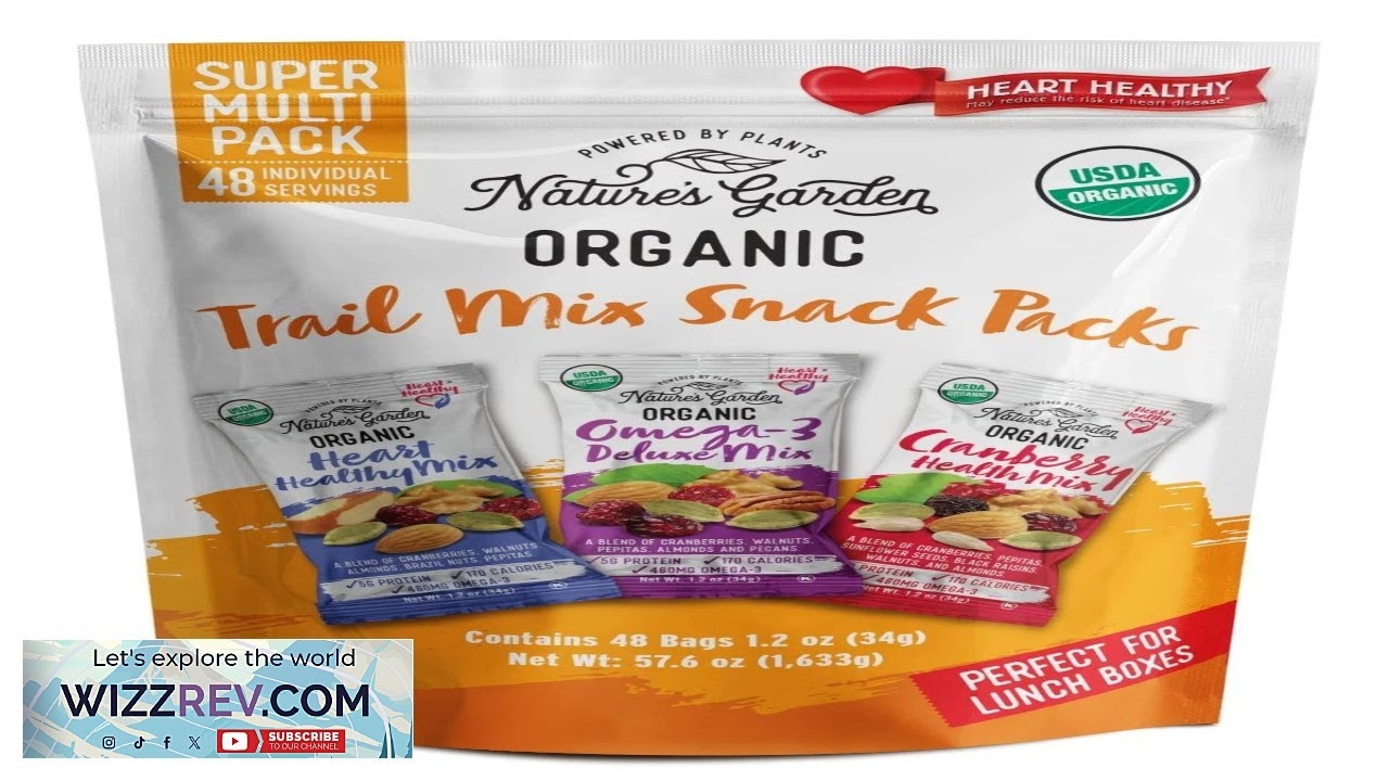Nature's Garden Organic Trail Mix Snack Packs Variety Energy...