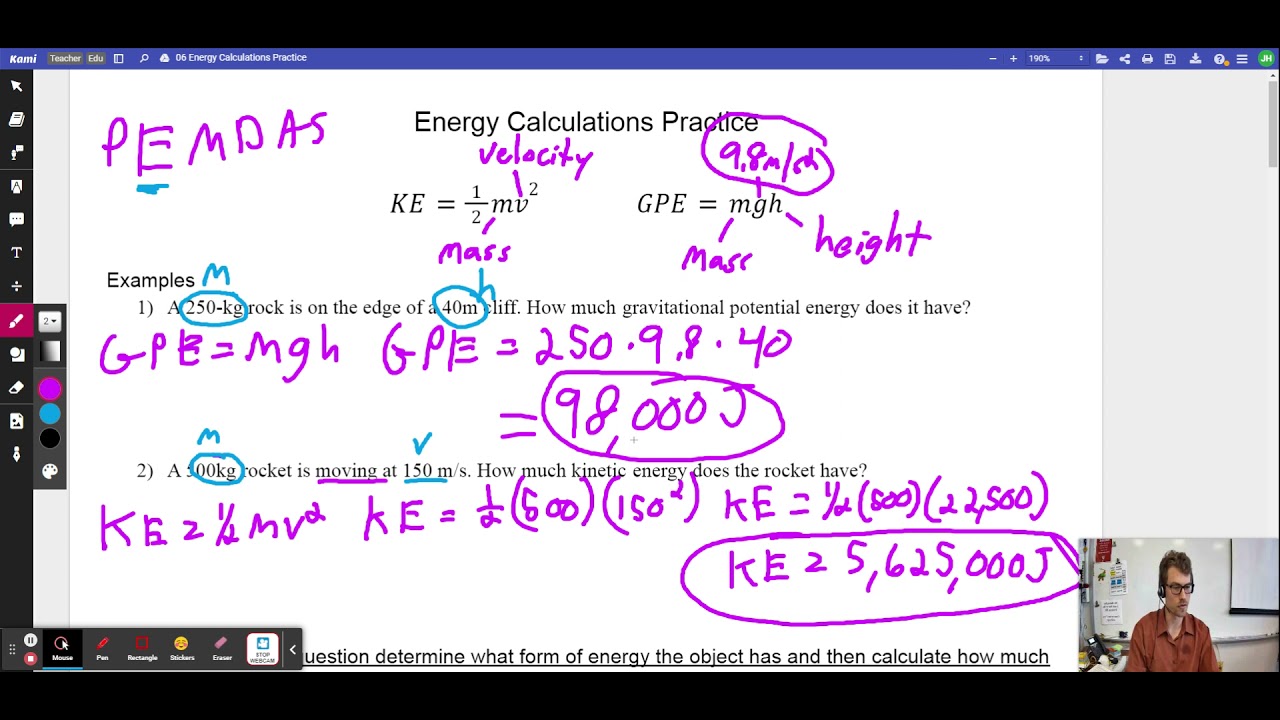 Energy Calculations Practice