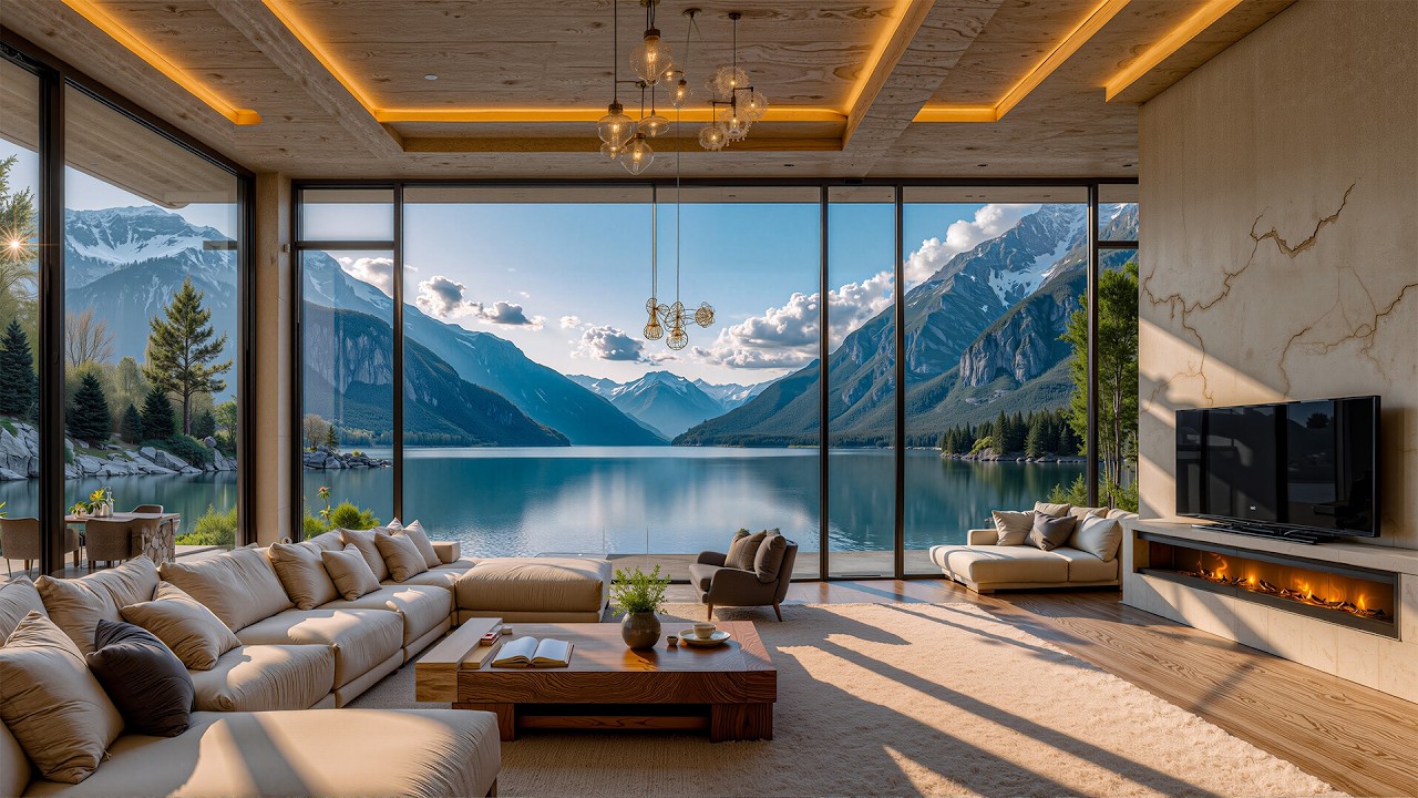 Gentle Jazz Music For Studying, Working - Soothing Jazz In The Living Room By The Spring Lake