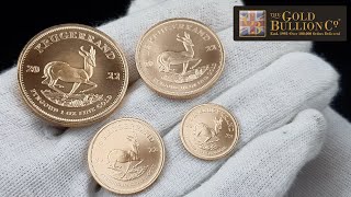 2022 Gold krugerrand Coin range - 1/10oz, 1/4oz, 1/2oz, 1oz