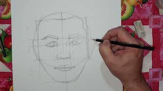 Dibujar Un Rostro De Frente,Método Loomis