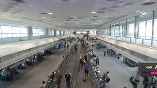 People At Airport Lobby Walking To Gate Plane Walkalator Flat Escalator