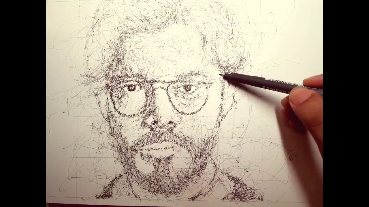 Álvaro Morte,How To Draw The Professor , from La Casa de Papel "Money Heist", Pen Drawing Timelpase
