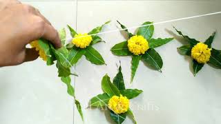 How to make Zhendu Flower Toran | Marigold Flower Garland Making | zhenduchya fulache toran 2020